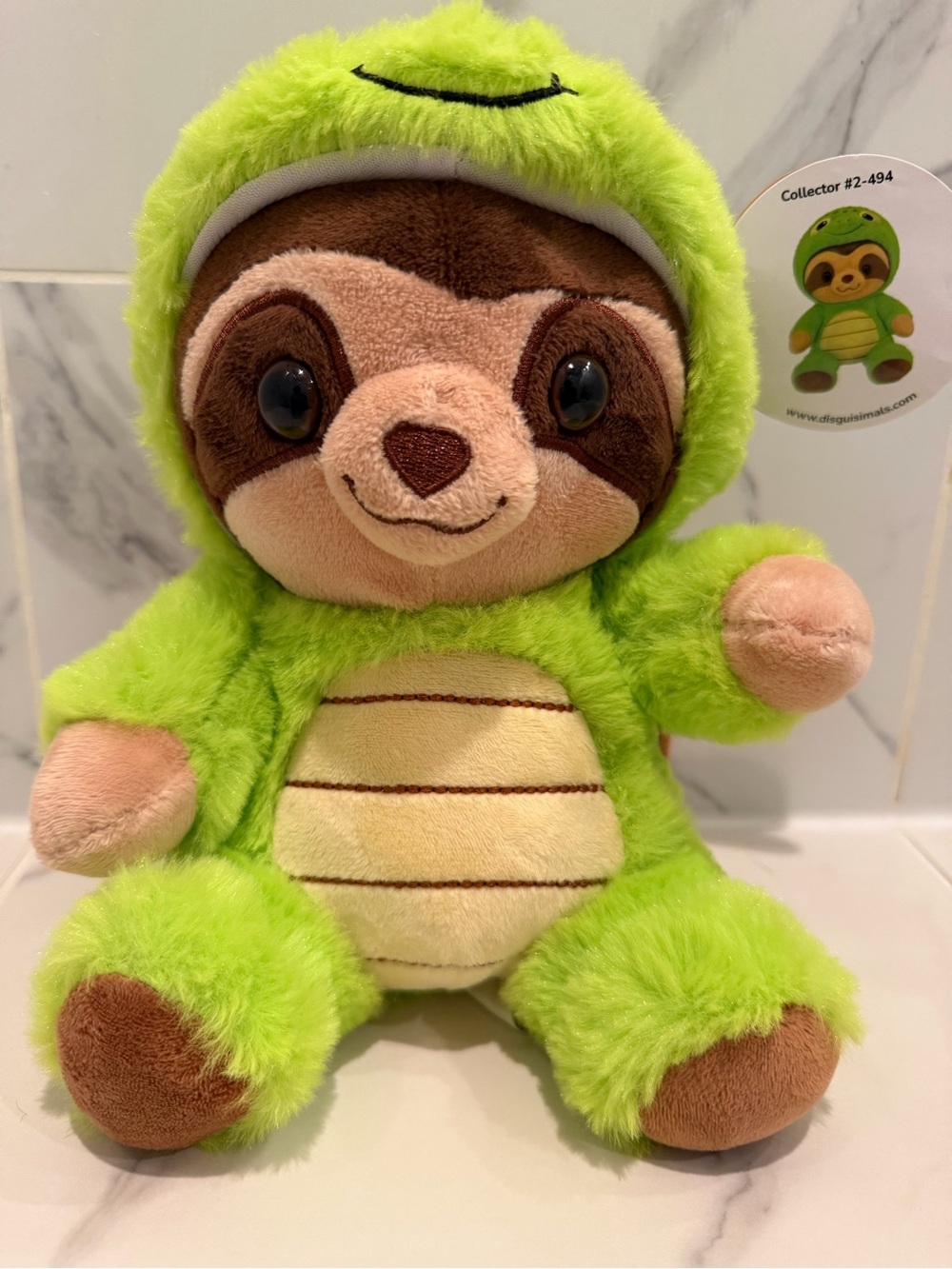 Disguisimals Slow Poke Sloth Plush In Turtle Costume Peek-A-Boo Toys 9.5" NWT